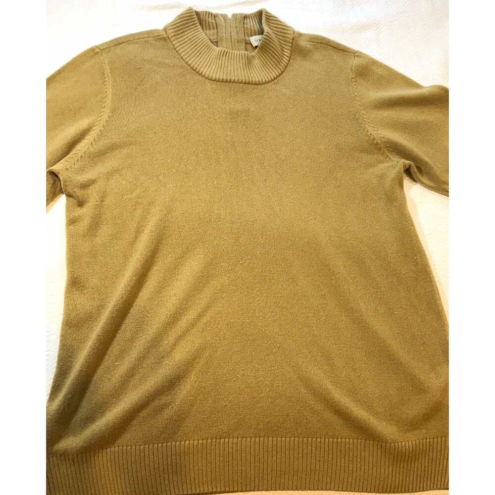 Appleseeds women L Beige/light brown Zip Mock Neck Acrylic Knit Pullover Sweater